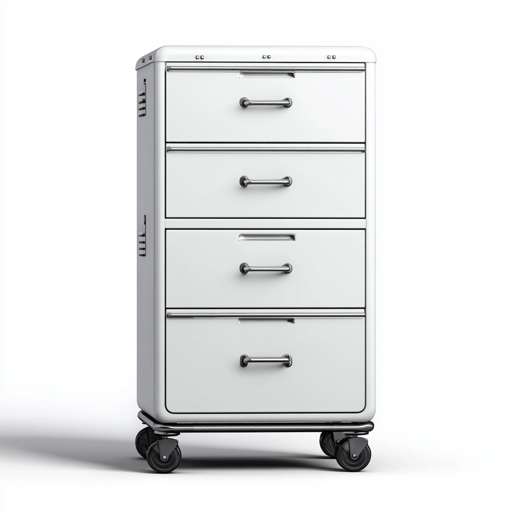Armoire de bureau mobile en métal 45x50x90 cm - blanc - rangement avec tiroirs - design fonctionnel-Gazensahome