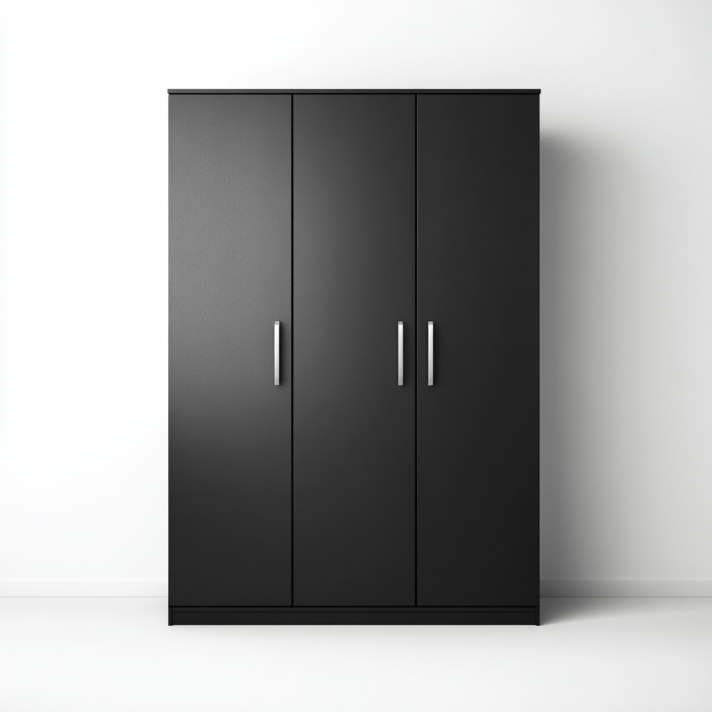 Armoire de rangement en panneaux bois 180x55x200 cm - noir - design contemporain-Gazensahome