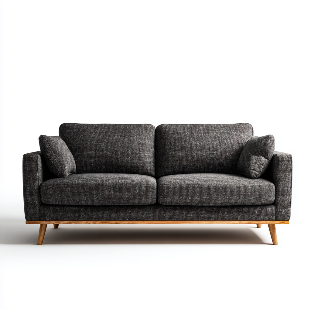 Canapé droit en tissu gris foncé 198 x 90 x 82 cm - assise confortable - style contemporain-Gazensahome