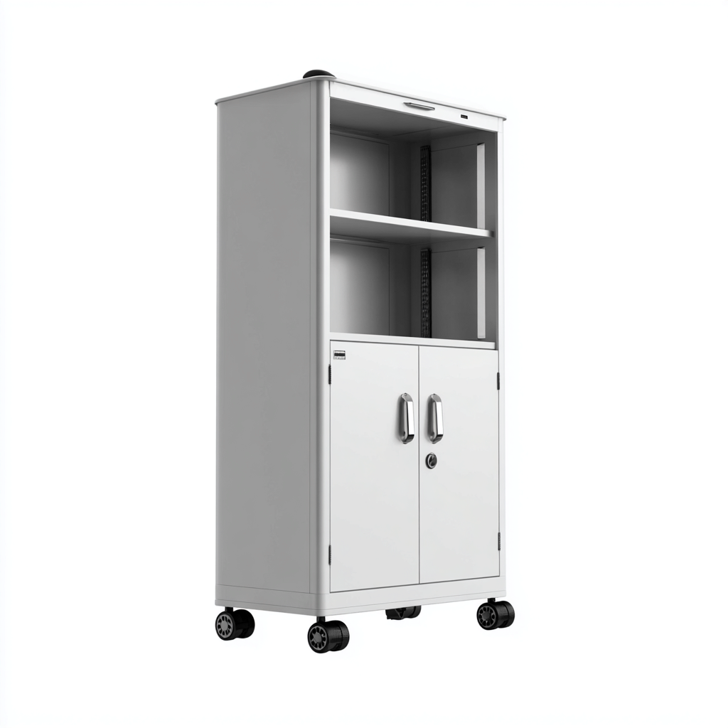 Armoire de bureau mobile avec portes et étagères 80x40x170 cm - blanc - style professionnel moderne-Gazensahome