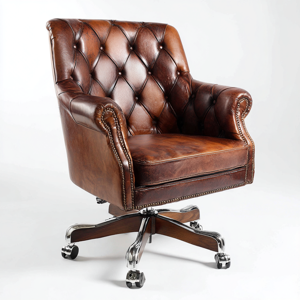 Chaise de bureau pivotante 70x70x100 cm - marron - siège de bureau rembourré - style classique-Gazensahome