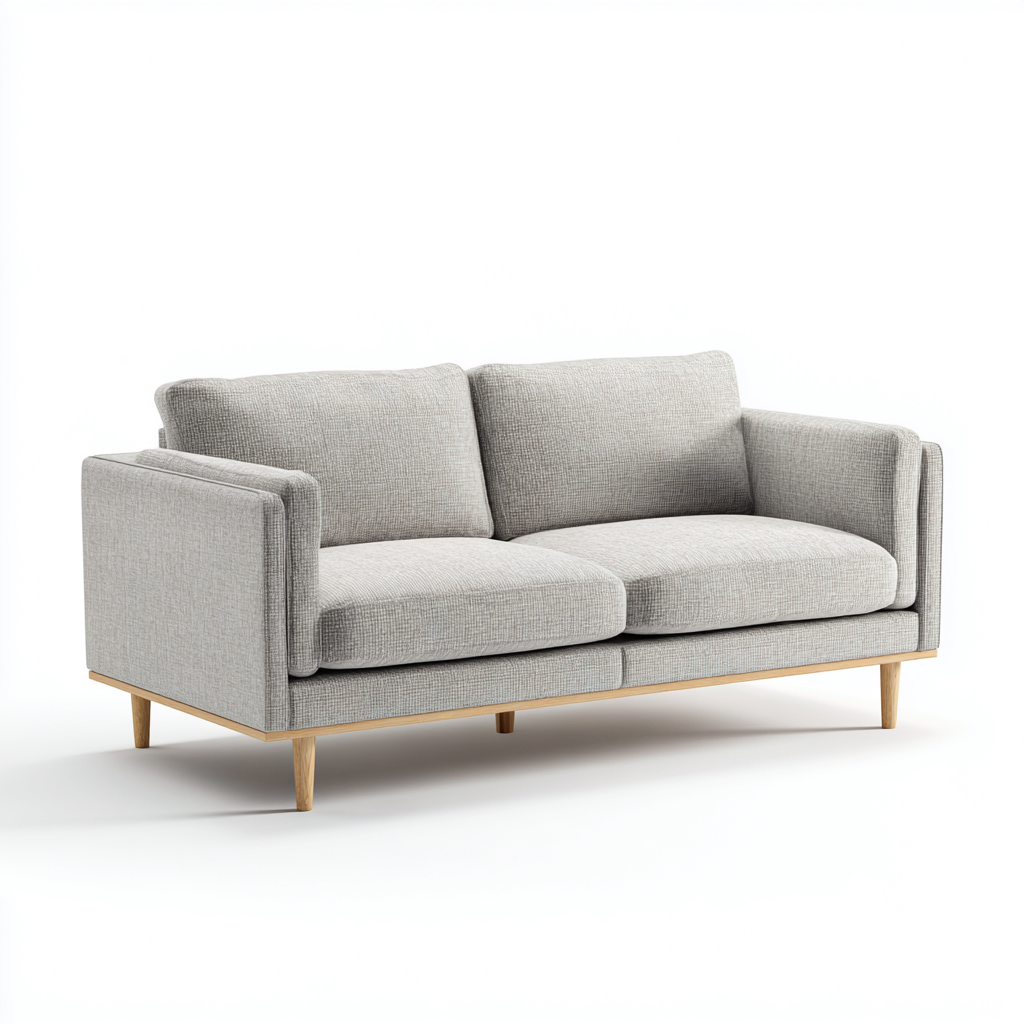 Canapé droit en tissu 190x90x85 cm - gris clair - style contemporain pour salon-Gazensahome