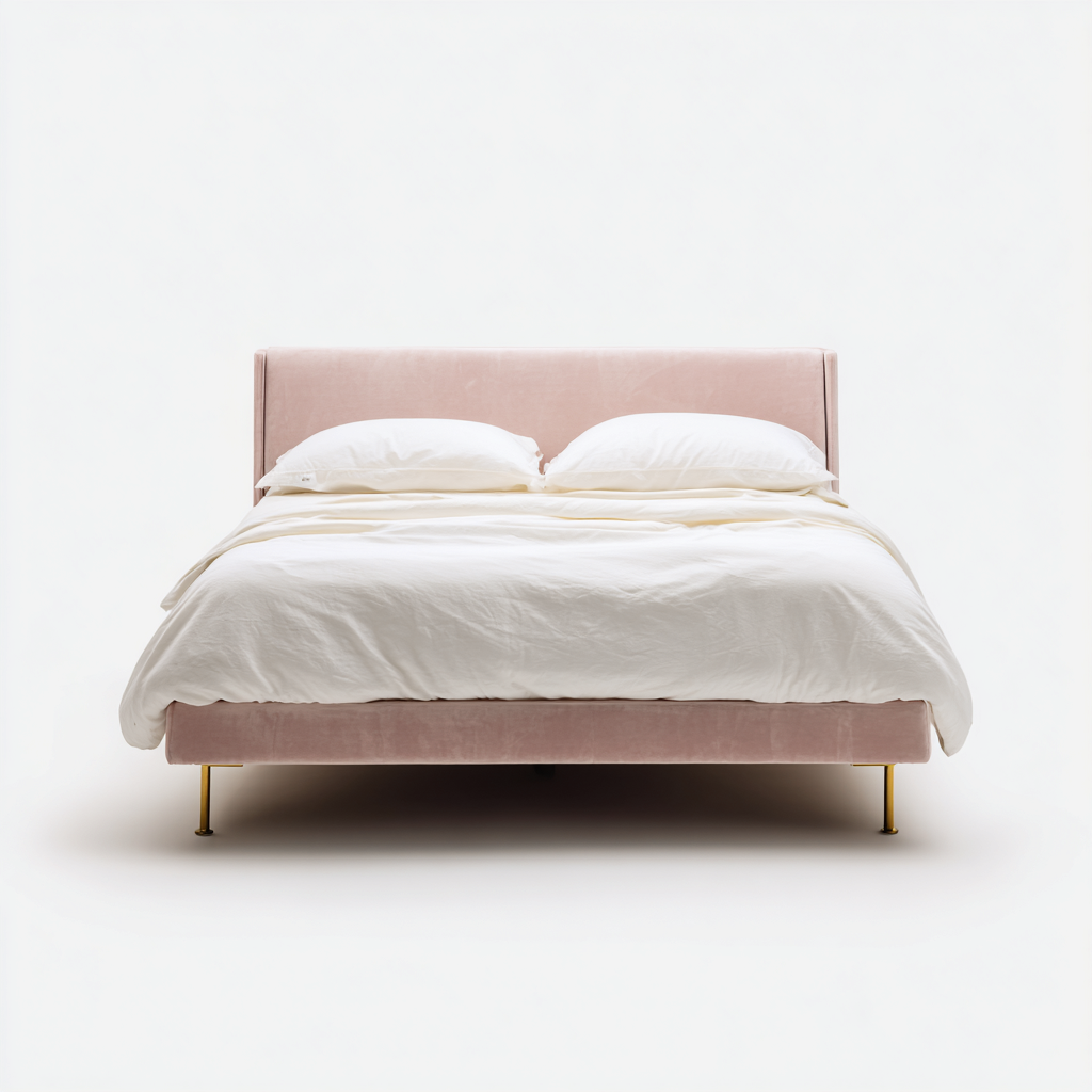 Lit double rembourré en tissu avec tête de lit 205x165x105 cm - rose poudré - style moderne élégant-Gazensahome