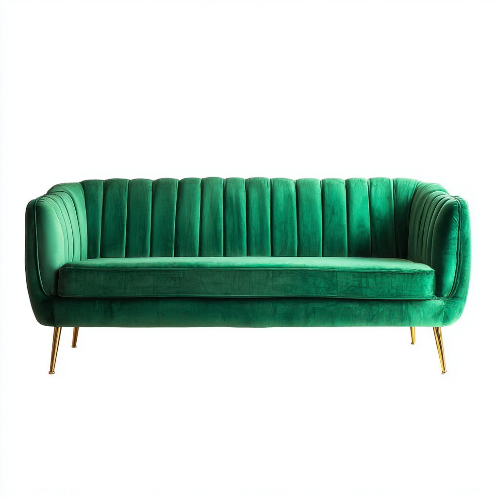 Canapé droit en velours vert 205 x 90 x 78 cm - assise rembourrée - style élégant contemporain-Gazensahome