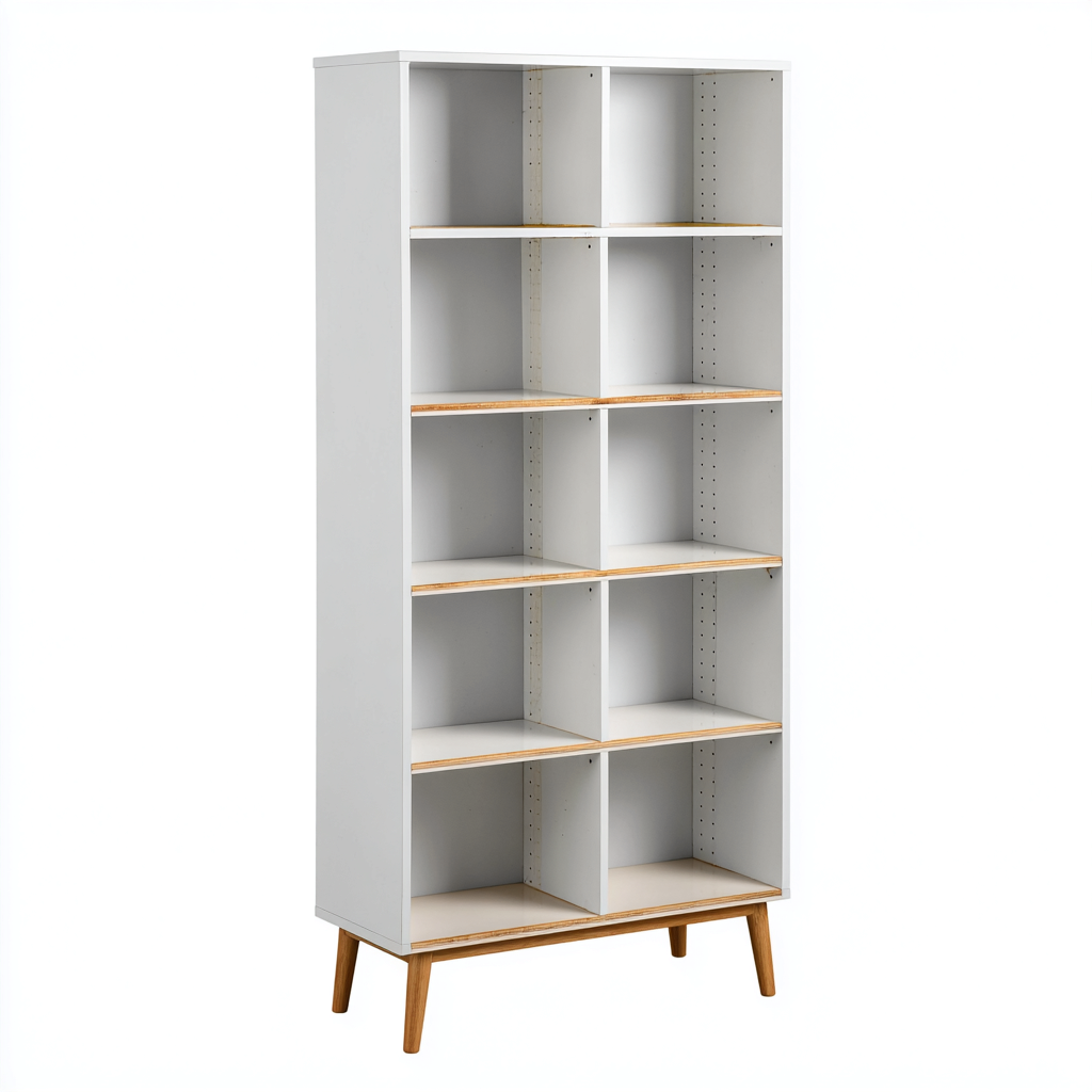 Bibliothèque en bois 80x35x180 cm - blanc-marron - rangement pour intérieur - design moderne-Gazensahome