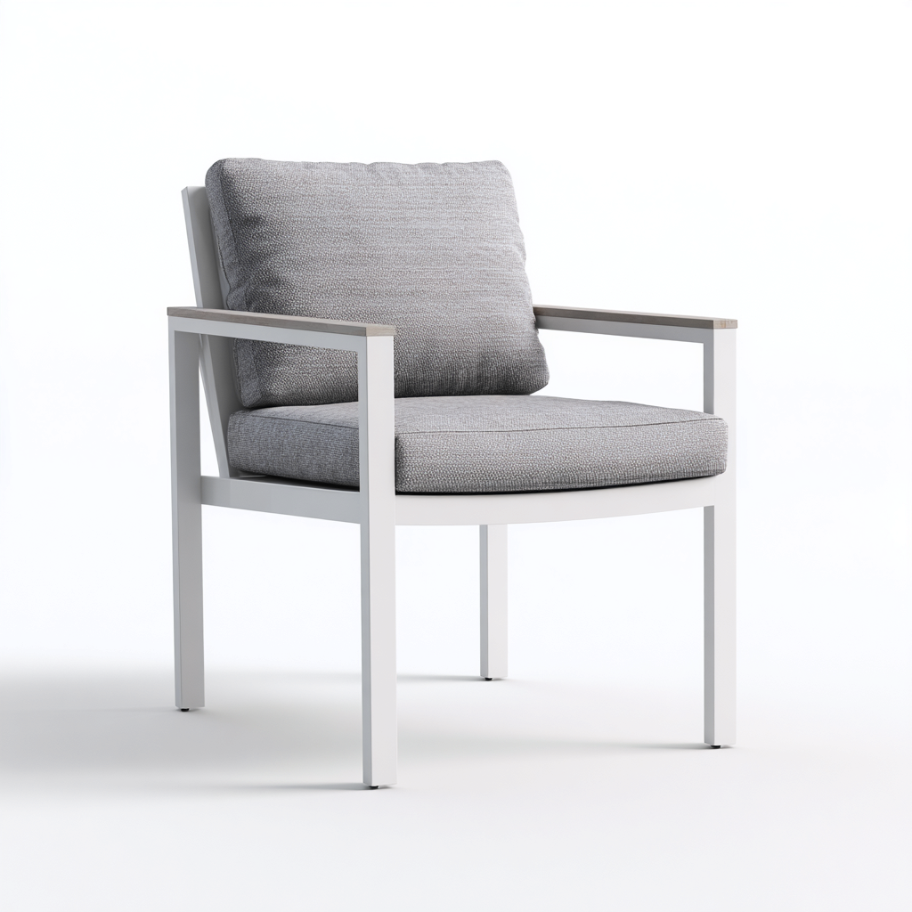 Chaise de jardin en métal et tissu 62x60x80 cm - gris clair-blanc - siège pour extérieur - style contemporain-Gazensahome