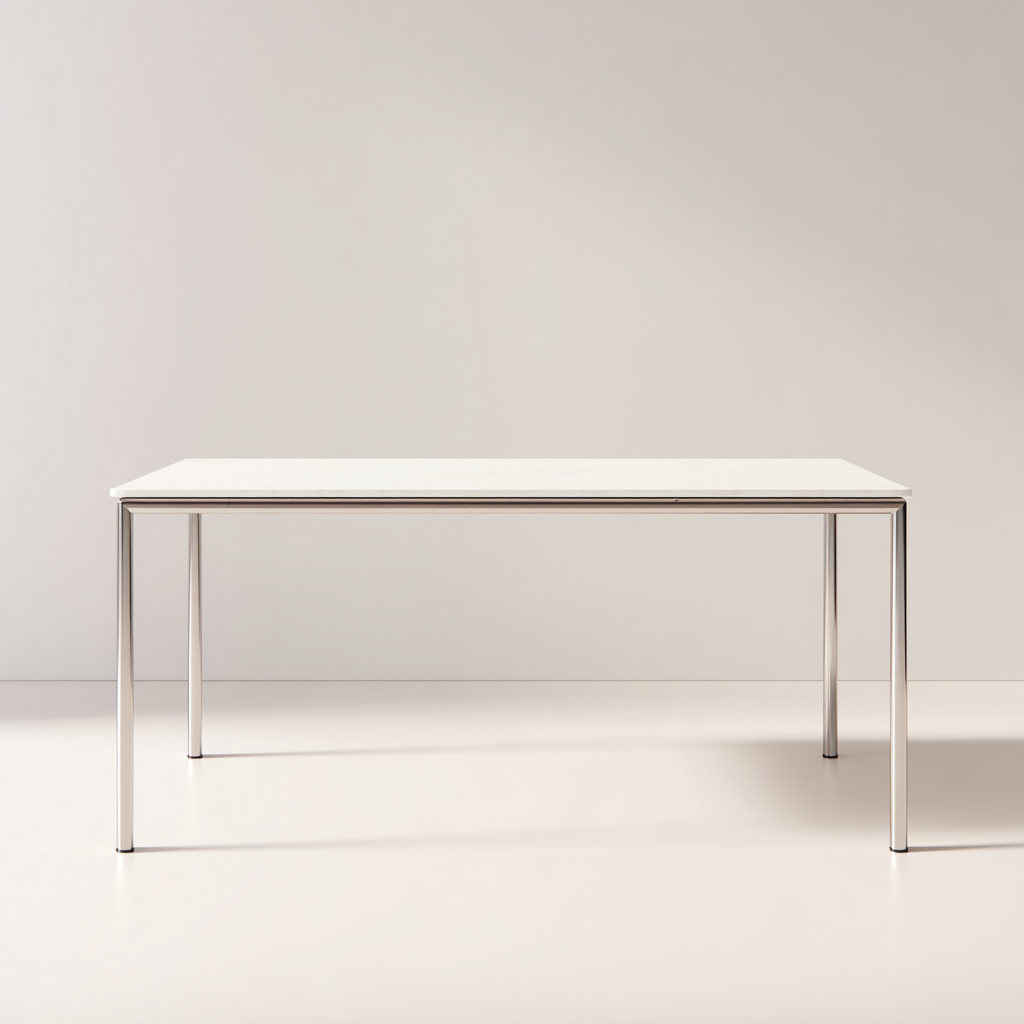 Table à manger rectangulaire finition blanche 160 x 90 x 75 cm - structure métallique - style contemporain-Gazensahome