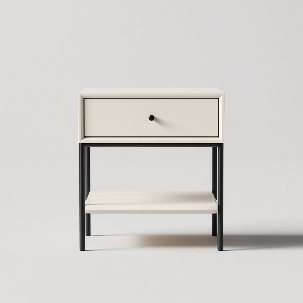 Table de chevet en bois et métal 50x40x55 cm - beige-noir - meuble pour chambre - style moderne-Gazensahome
