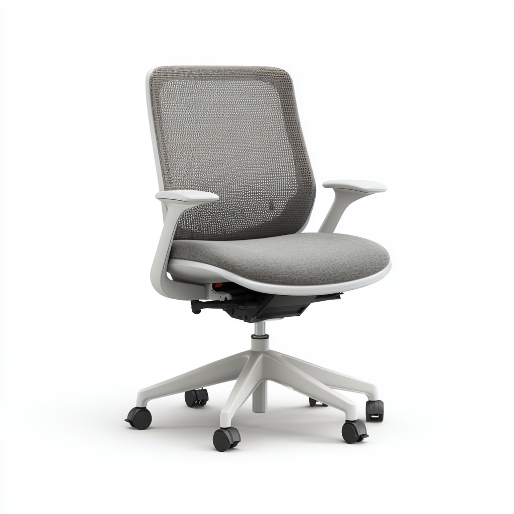 Chaise de bureau en textile et structure synthétique 65x65x95 cm - gris-blanc - siège de bureau ergonomique - design moderne-Gazensahome