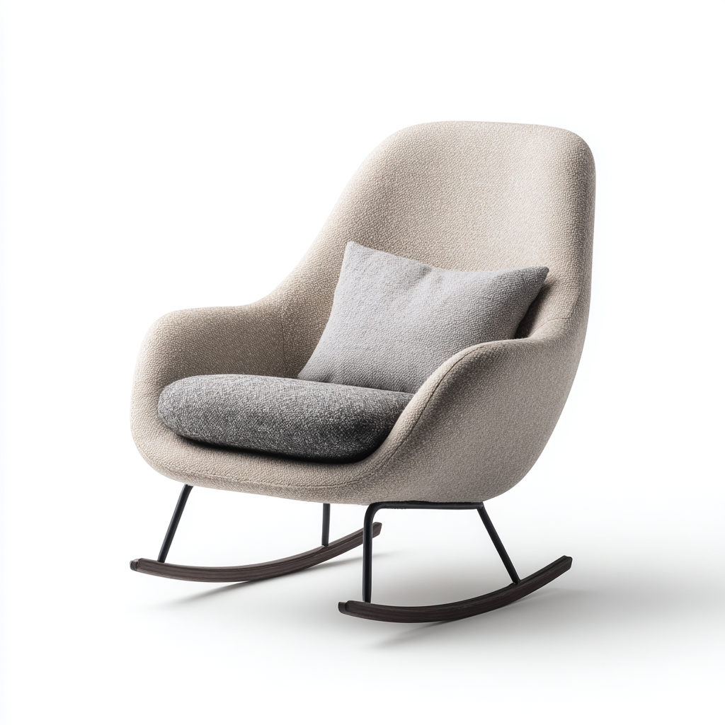 Fauteuil à bascule 78 x 90 x 102 cm - tissu bouclé beige - style contemporain-Gazensahome