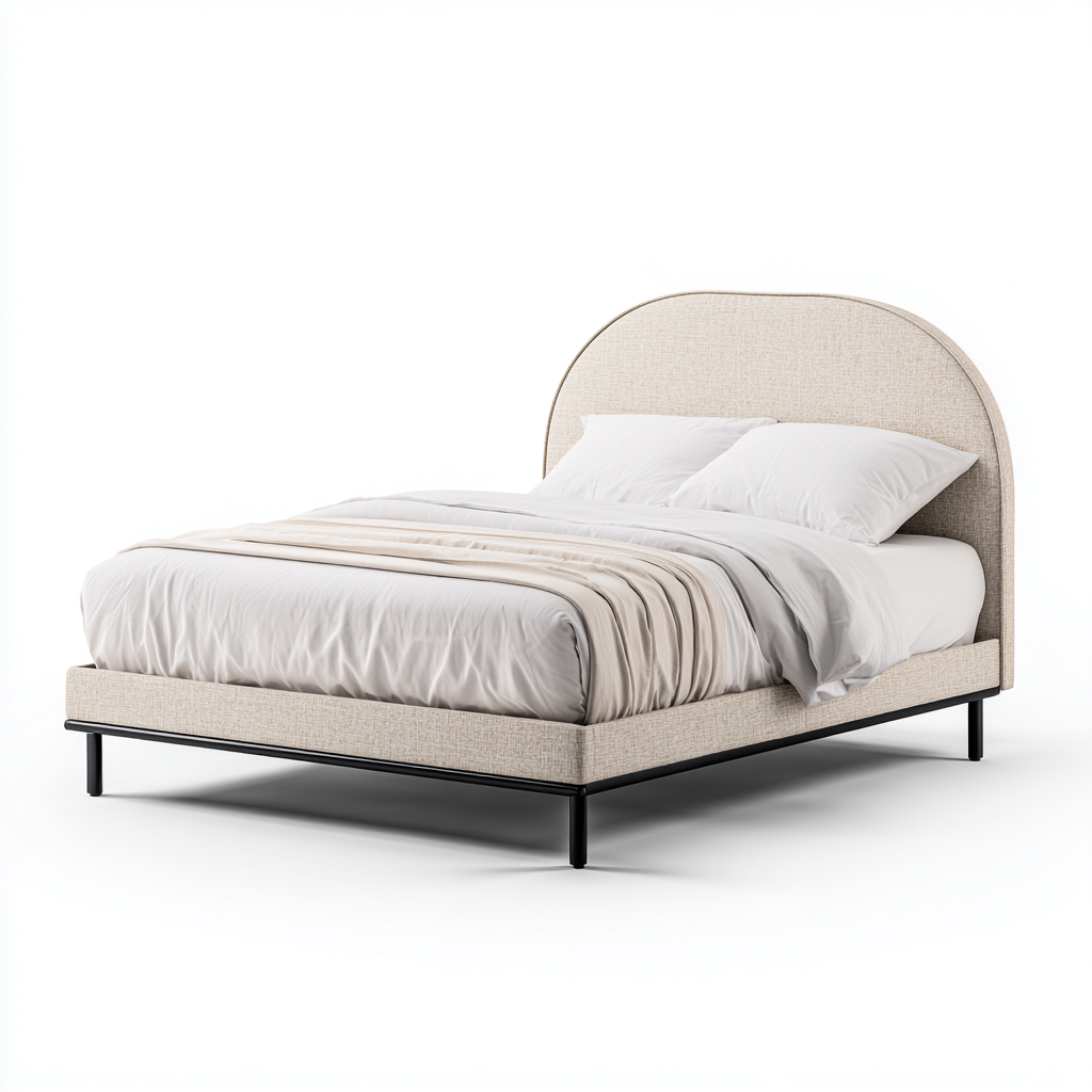 Lit double rembourré 200x160x105 cm - beige - lit pour chambre - style contemporain-Gazensahome