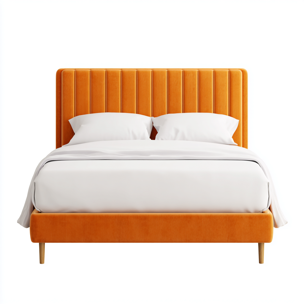 Lit double rembourré 200x160x110 cm - orange - lit pour chambre - style moderne-Gazensahome