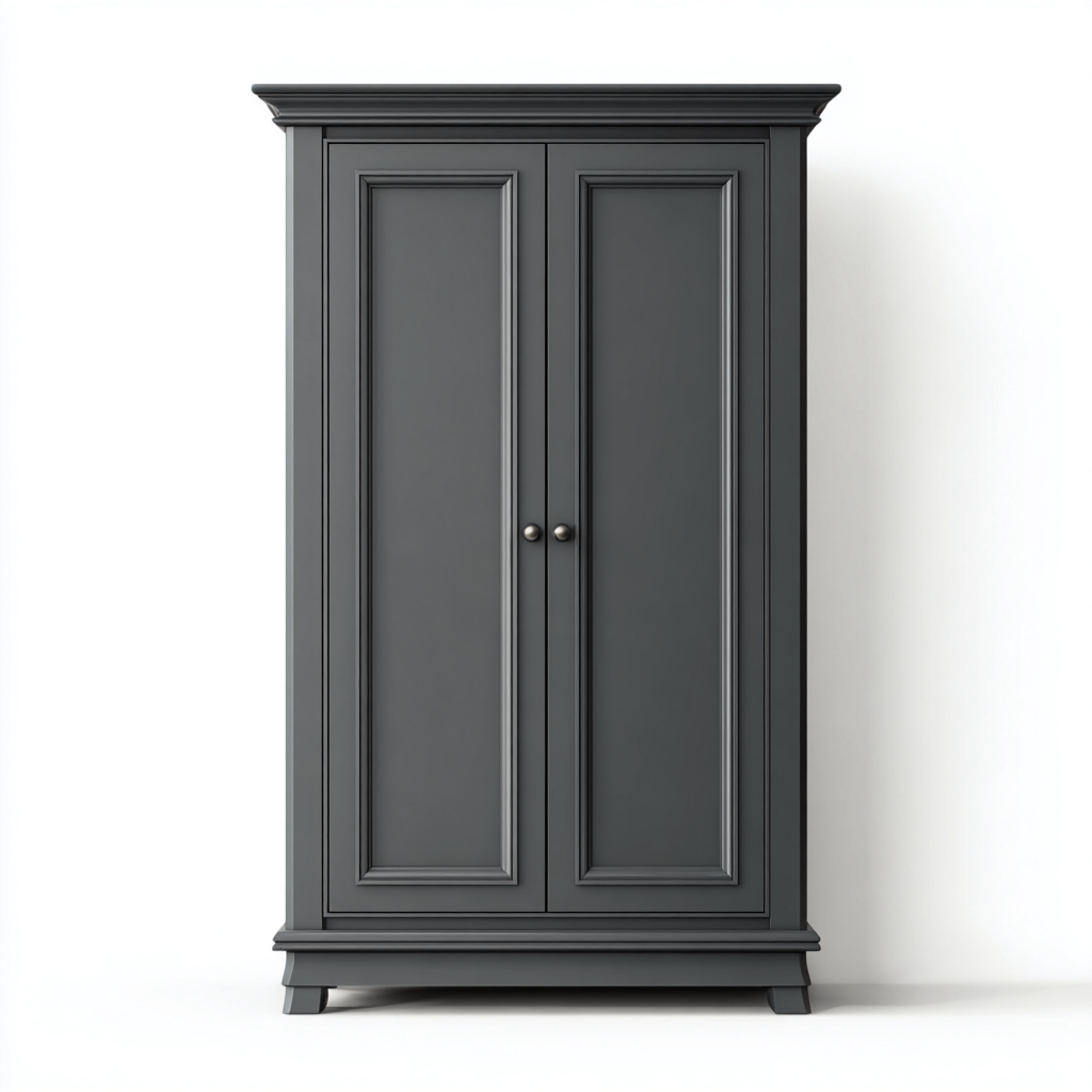 Armoire de rangement en panneaux bois 110x55x195 cm - gris foncé - style classique élégant-Gazensahome