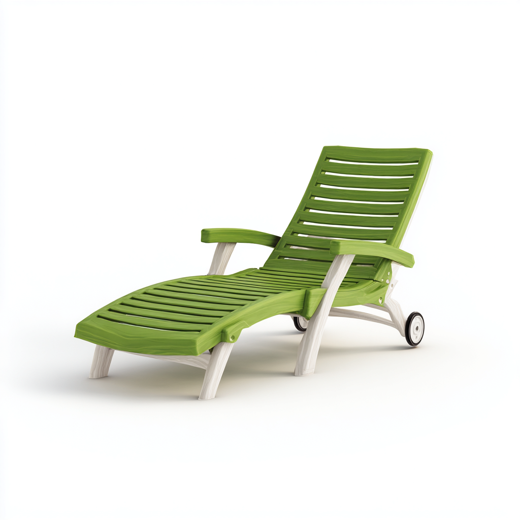 Transat en plastique 200x70x85 cm - vert-blanc - bain de soleil pour extérieur - design moderne-Gazensahome