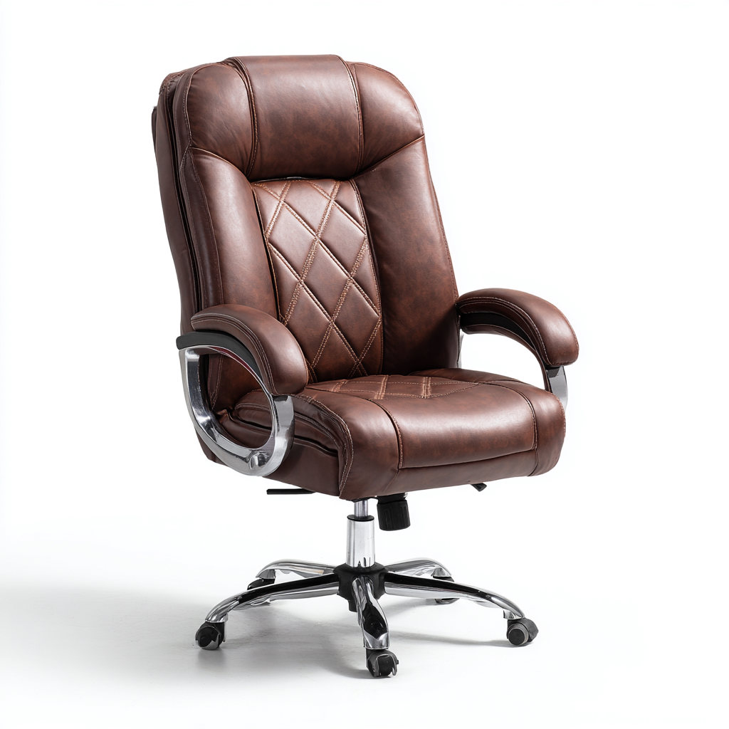 Chaise de bureau en simili cuir 68x68x108 cm - marron - style élégant pour espace de travail-Gazensahome