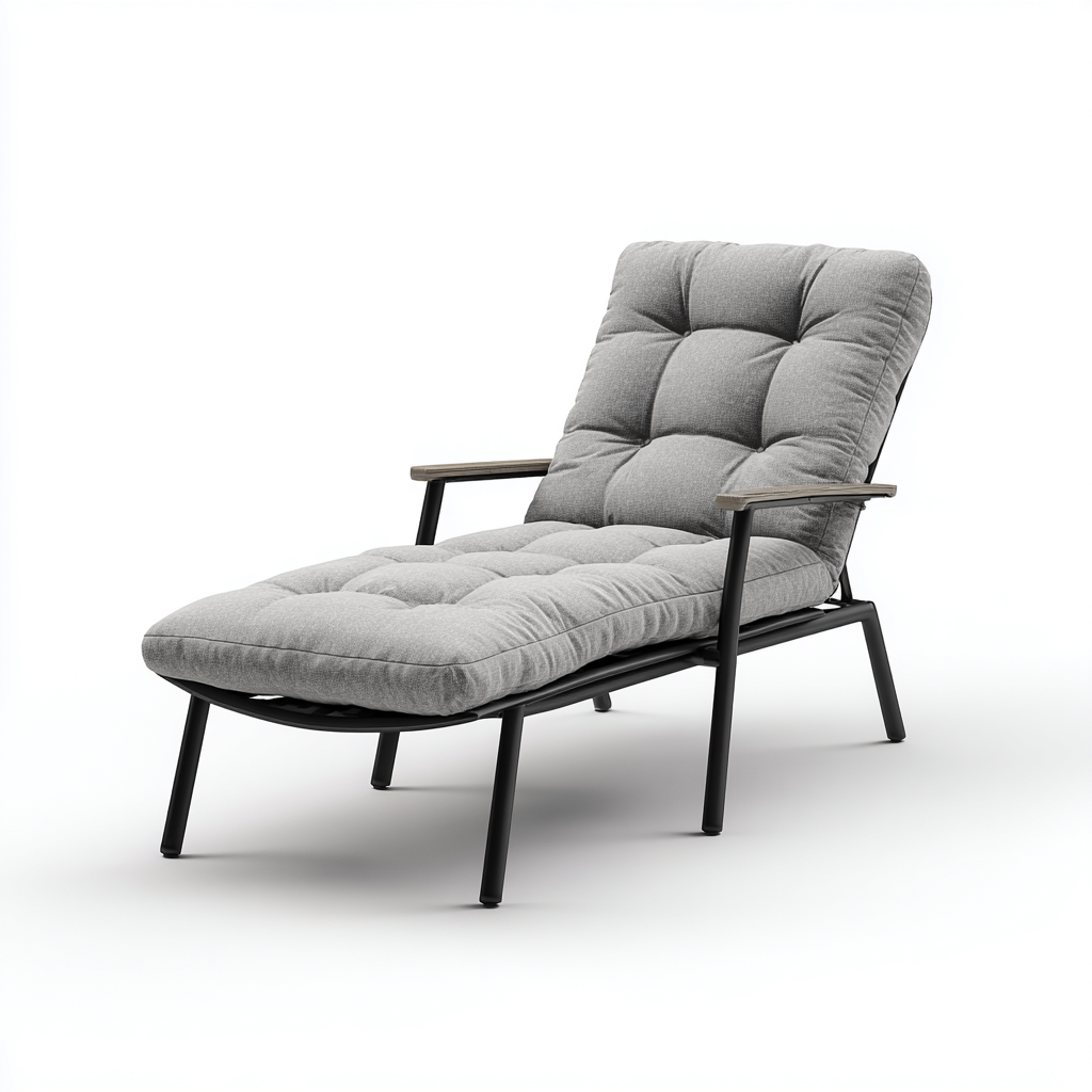 Transat en métal et tissu 160x65x85 cm - gris clair-noir - chaise longue pour extérieur - style contemporain-Gazensahome