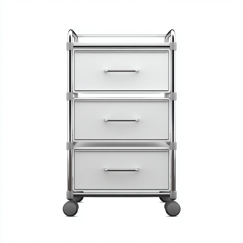 Armoire de bureau mobile en métal 45x40x65 cm - blanc-argent - rangement de bureau - style moderne-Gazensahome