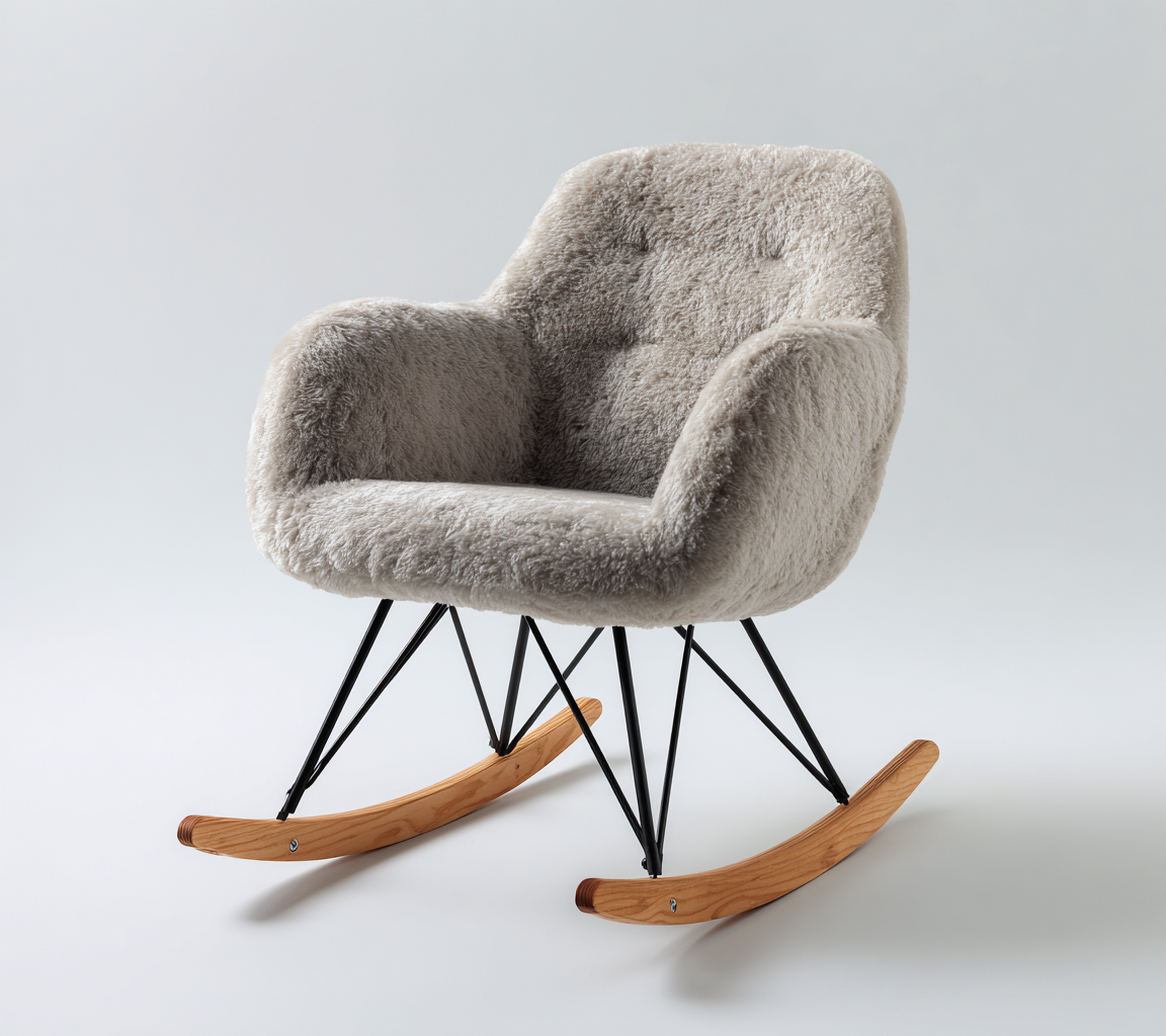 Fauteuil à bascule en tissu effet laine 68x80x95 cm - beige - style nordique pour salon et espace détente-Gazensahome