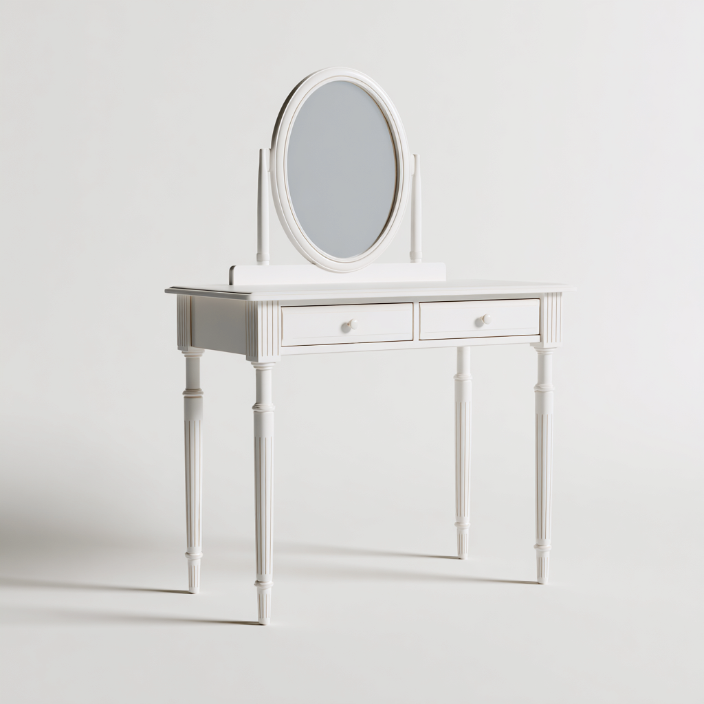 Coiffeuse avec miroir en panneaux bois 110x45x75 cm - blanc - style classique élégant-Gazensahome