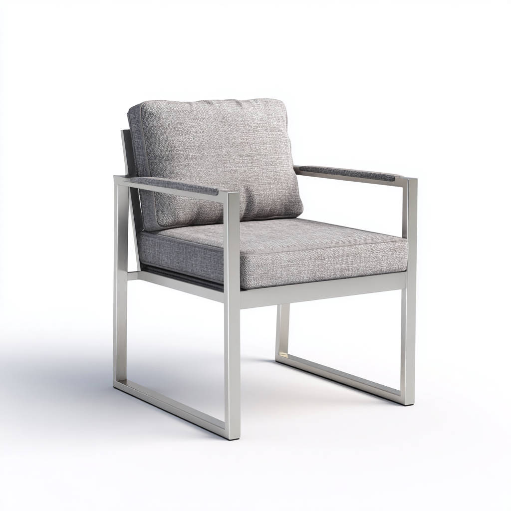 Chaise de jardin avec structure métallique et coussins rembourrés 60x65x80 cm - gris clair - style moderne extérieur-Gazensahome