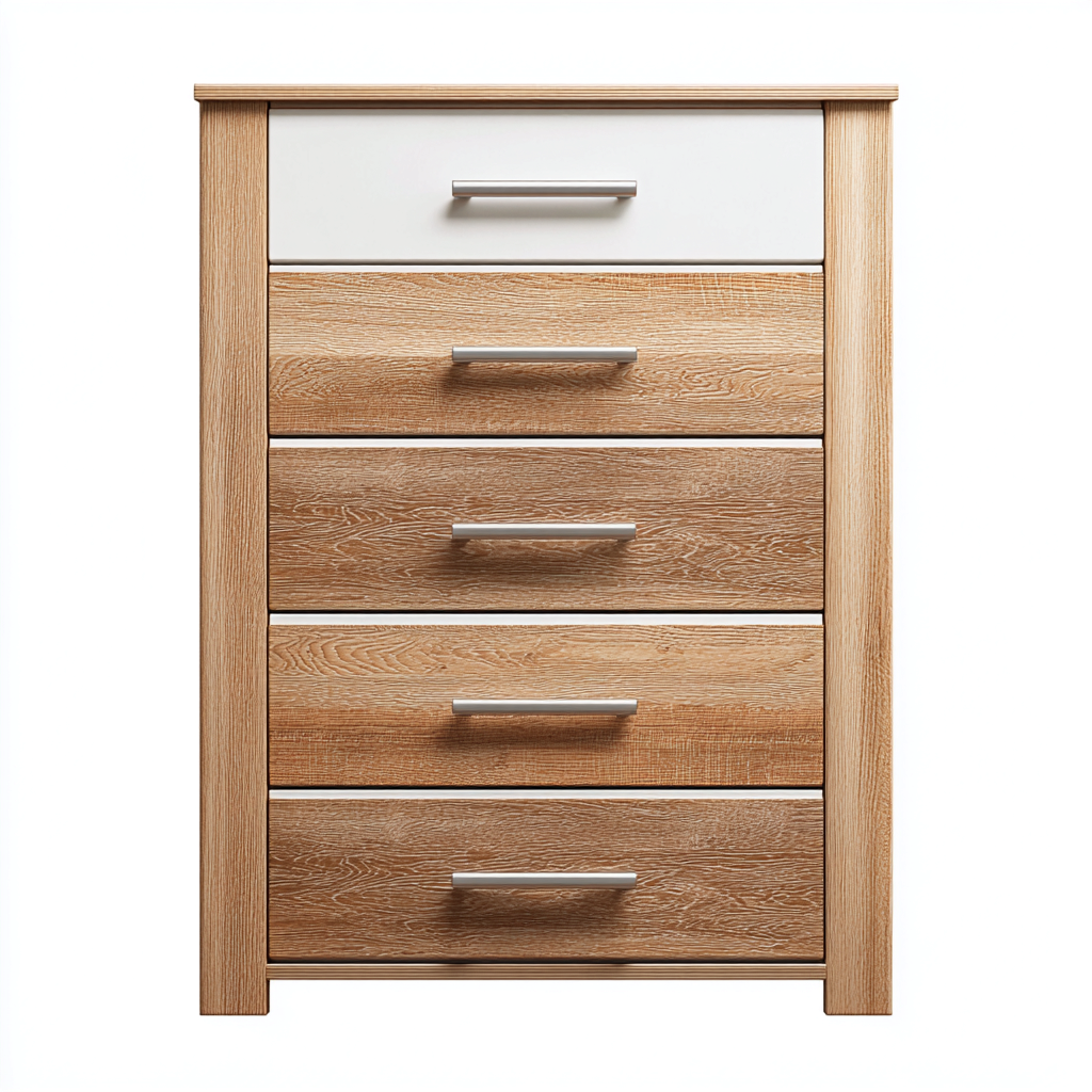 Table de chevet en panneaux bois 55x40x85 cm - bois naturel et blanc - style moderne fonctionnel-Gazensahome