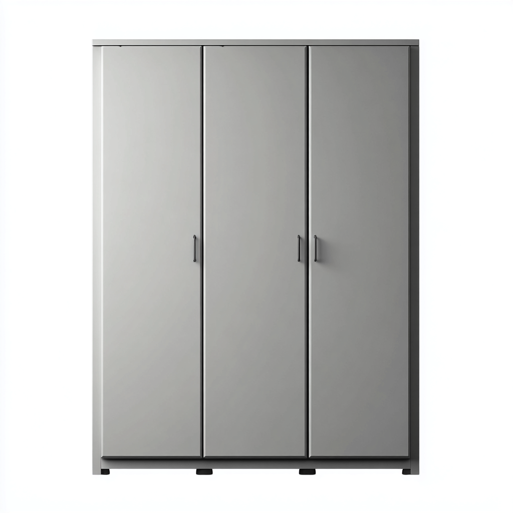 Armoire en bois 150x55x180 cm - gris clair - rangement pour chambre - style moderne-Gazensahome