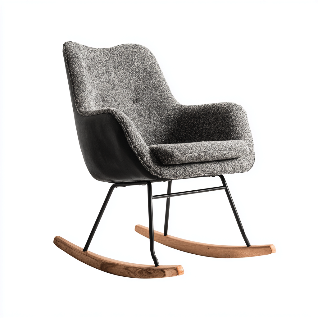 Fauteuil à bascule 70x82x98 cm - tissu texturé gris - style contemporain-Gazensahome