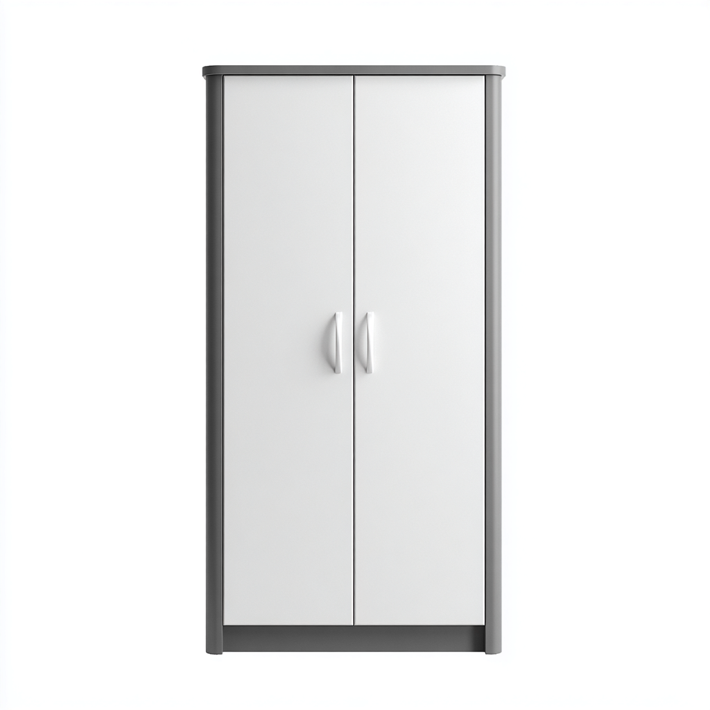 Armoire en bois 80x50x180 cm - blanc-gris - rangement pour chambre - style moderne-Gazensahome