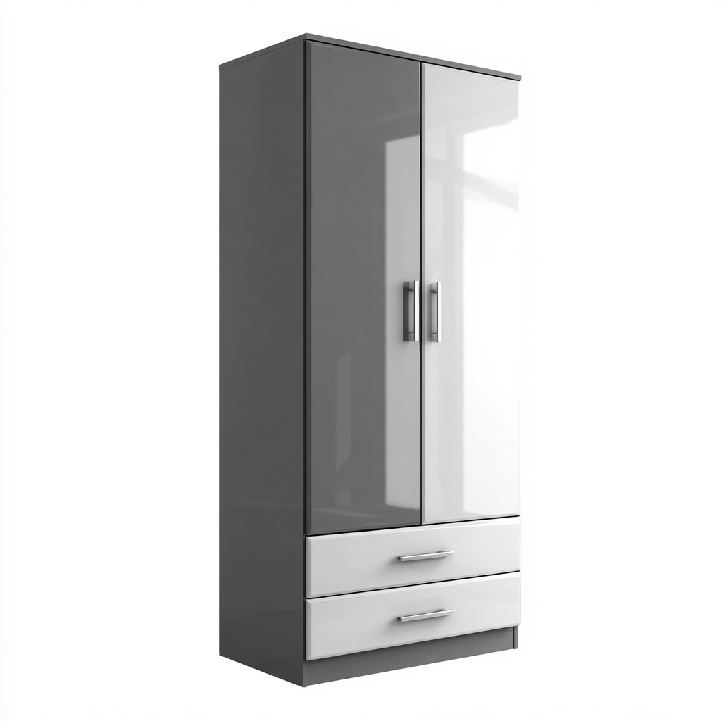 Armoire moderne 80x50x180 cm - gris-blanc - rangement pour chambre - design contemporain-Gazensahome