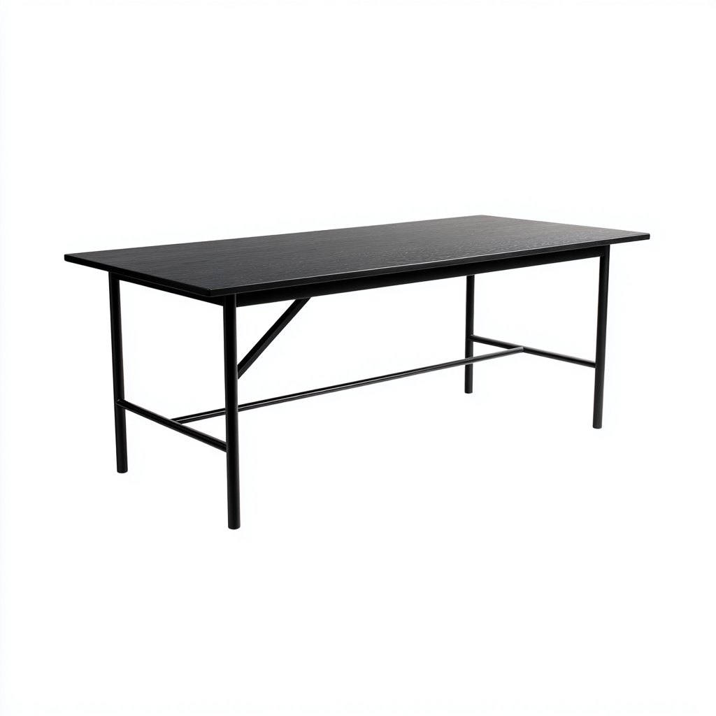 Table de jardin rectangulaire en panneaux bois et métal 180x90x75 cm - noir - design moderne fonctionnel-Gazensahome