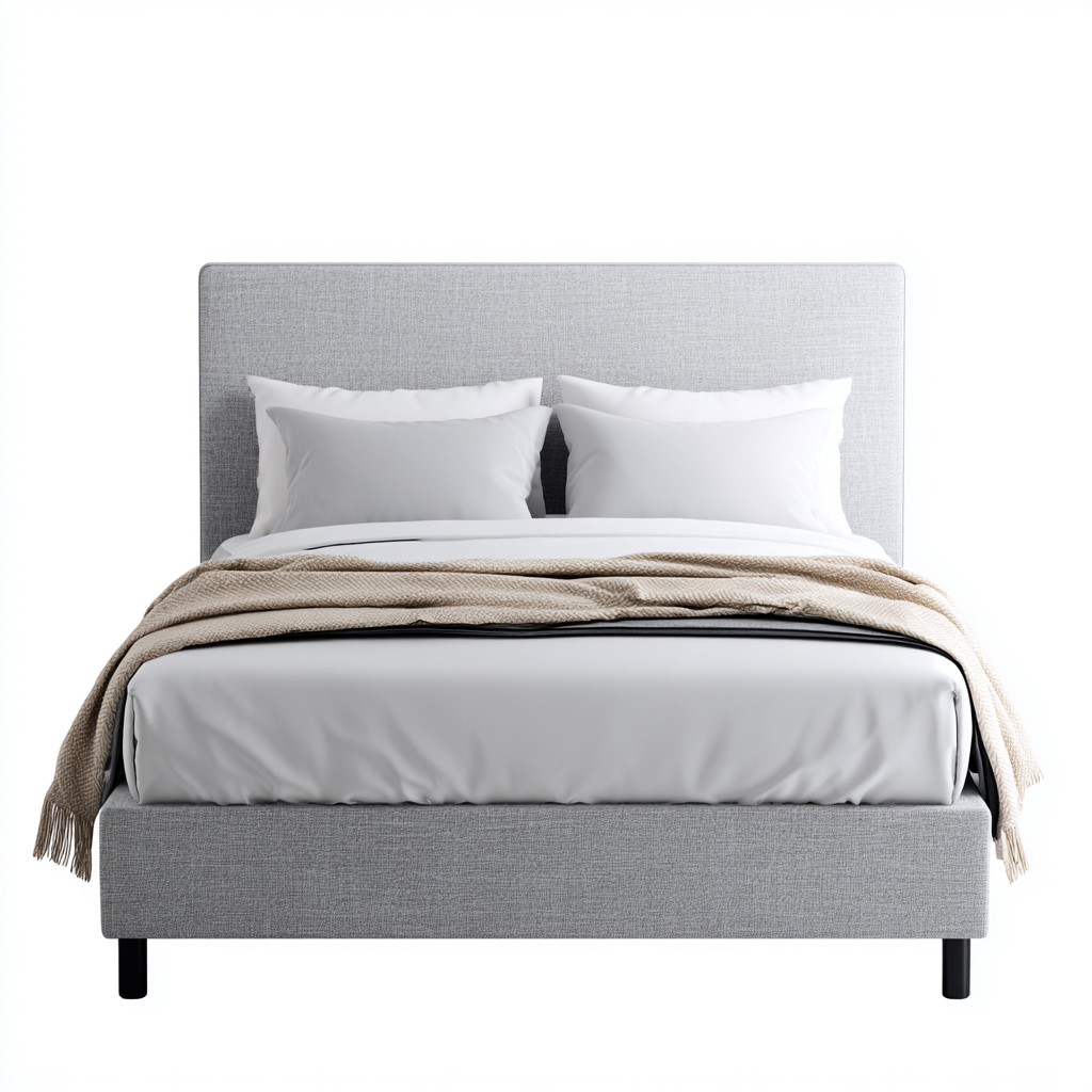 Lit double rembourré 200x160x110 cm - gris clair - lit pour chambre - style moderne-Gazensahome