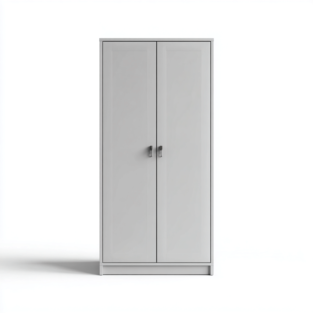 Armoire de rangement en panneaux bois 100x55x190 cm - gris clair - design épuré-Gazensahome