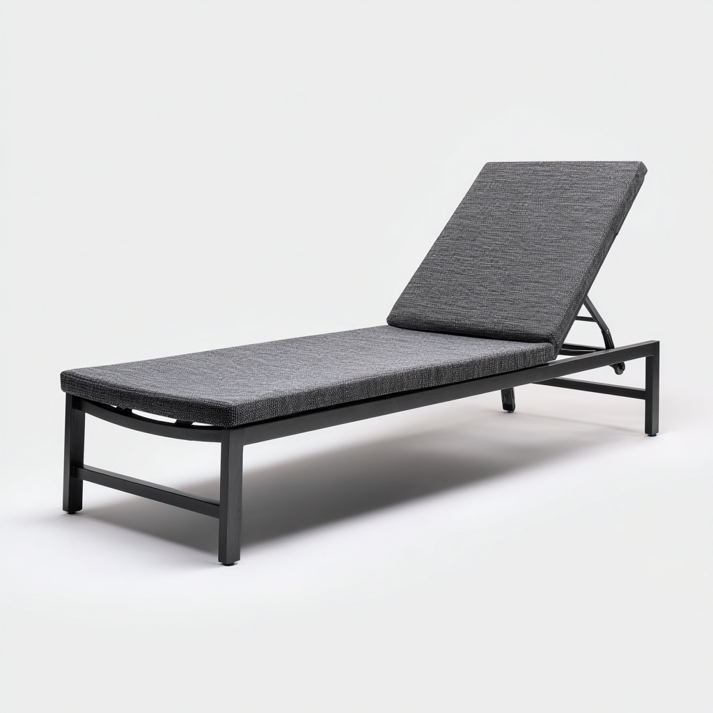 Transat de jardin avec structure métallique et coussin rembourré 195x70x85 cm - gris - design moderne extérieur-Gazensahome