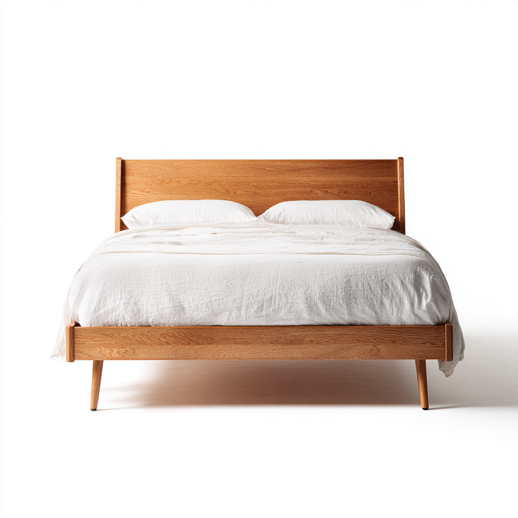 Lit double en bois 200x180x105 cm - bois naturel - lit pour chambre - style moderne-Gazensahome