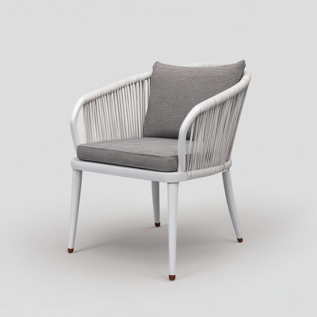 Chaise de jardin 60x58x80 cm - blanc-gris - design moderne-Gazensahome