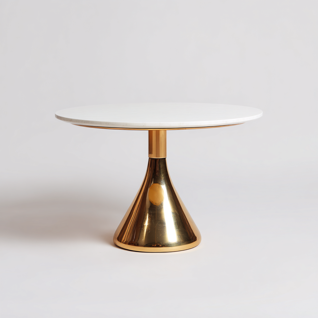 Table à manger ronde design moderne 120x120x75 cm - blanc-doré - style contemporain-Gazensahome
