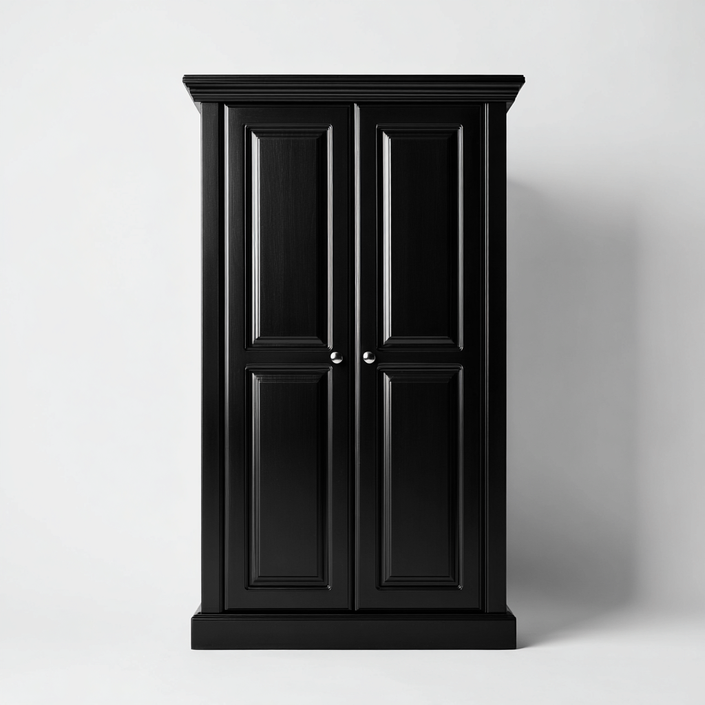Armoire en bois 80x50x180 cm - noir - rangement pour chambre - style classique-Gazensahome