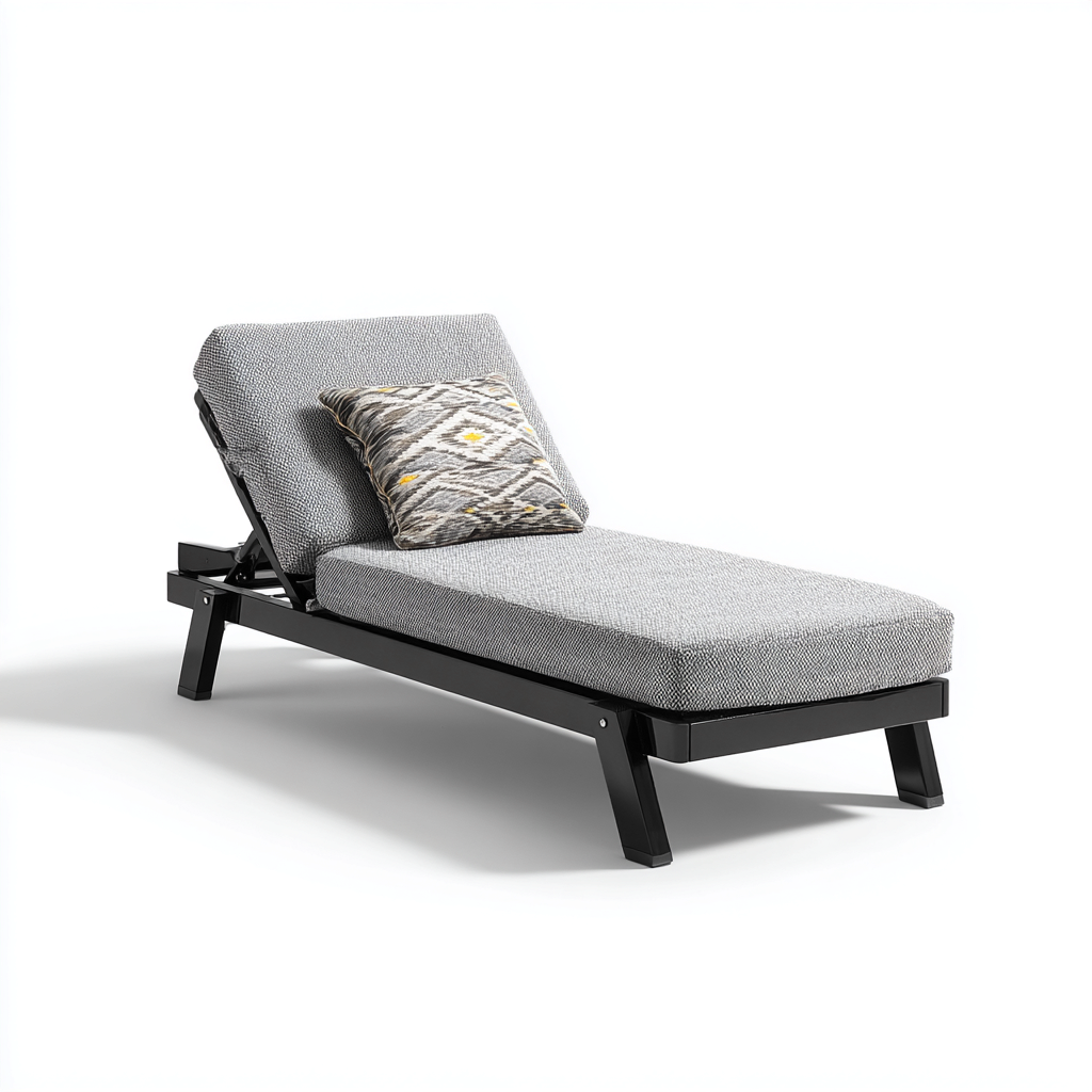 Transat de jardin avec structure métallique et coussin rembourré 200x70x85 cm - gris - design moderne extérieur-Gazensahome