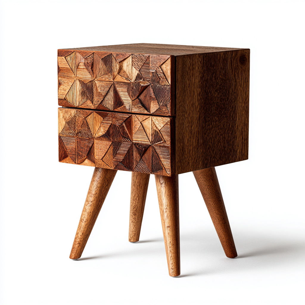 Table de chevet en bois massif 45x40x55 cm - bois naturel - style artisanal contemporain-Gazensahome