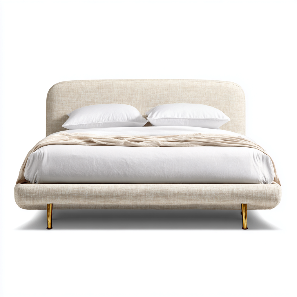 Lit double rembourré tissu 200x160x105 cm - beige - design moderne-Gazensahome