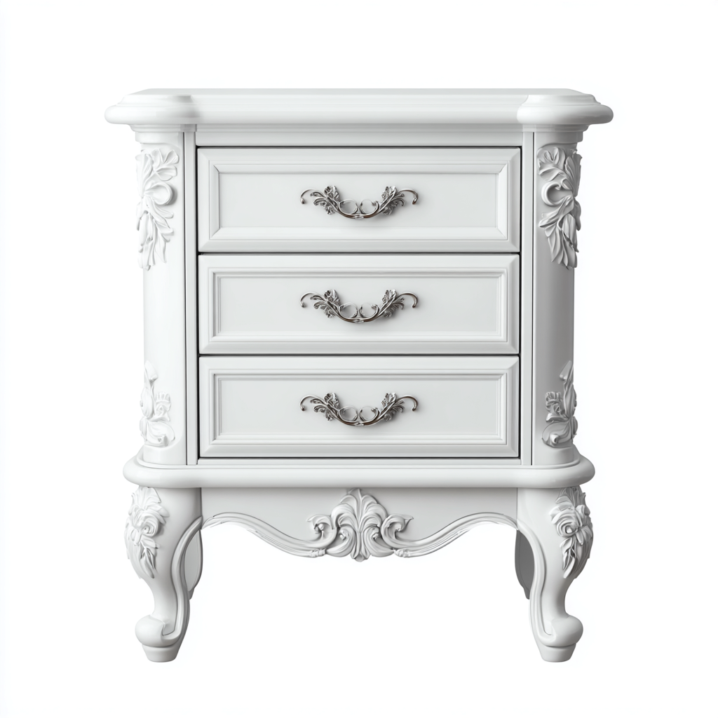 Table de chevet en bois 55x40x65 cm - blanc - meuble pour chambre - style classique-Gazensahome