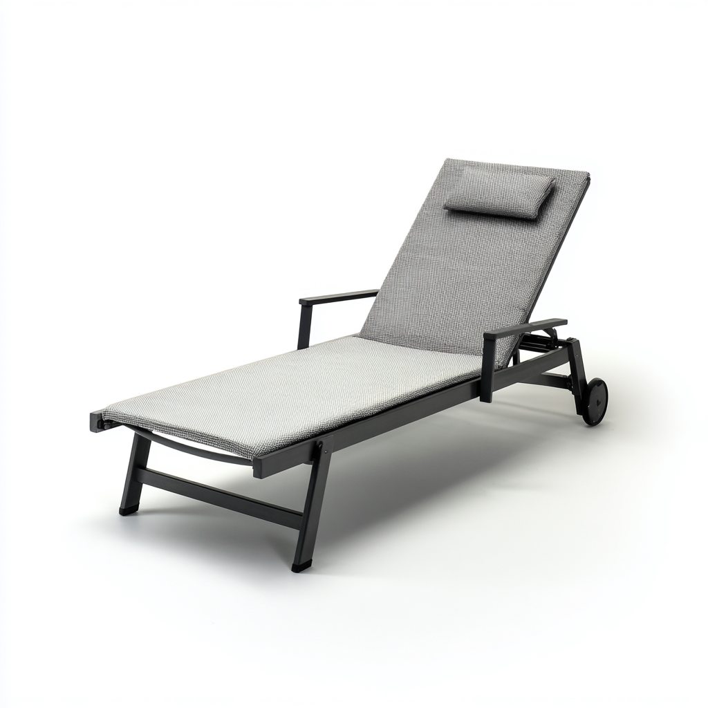 Transat en métal et textile 195x65x85 cm - gris-noir - bain de soleil pour extérieur - design moderne-Gazensahome