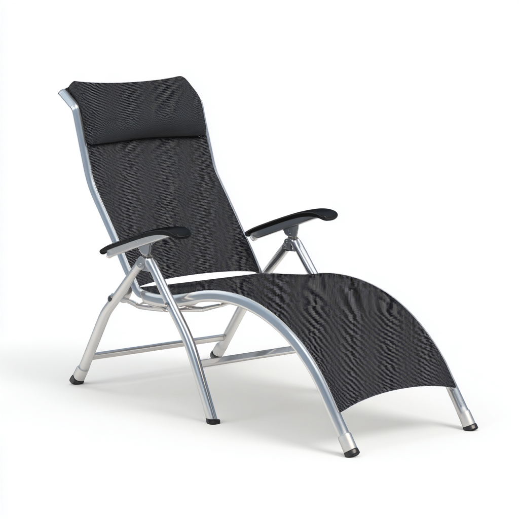 Transat 170x65x95 cm - noir-argent - design moderne-Gazensahome