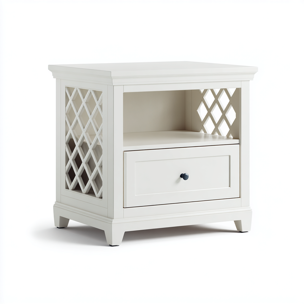 Table de chevet en panneaux bois avec tiroir 55x40x60 cm - blanc - style classique lumineux-Gazensahome