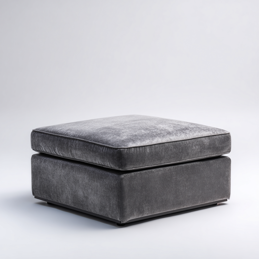 Pouf 80x80x45 cm - tissu gris - style contemporain-Gazensahome