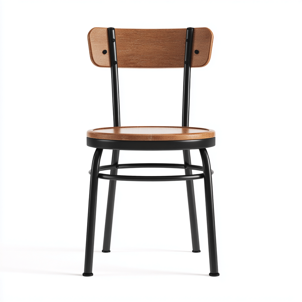 Chaise de salle à manger en bois et métal 45x50x82 cm - bois naturel et noir - style industriel pour salle à manger-Gazensahome