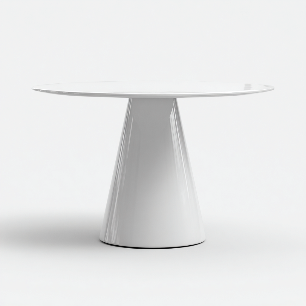Table à manger ronde finition laquée blanche 120 x 120 x 75 cm - piètement central - style contemporain-Gazensahome