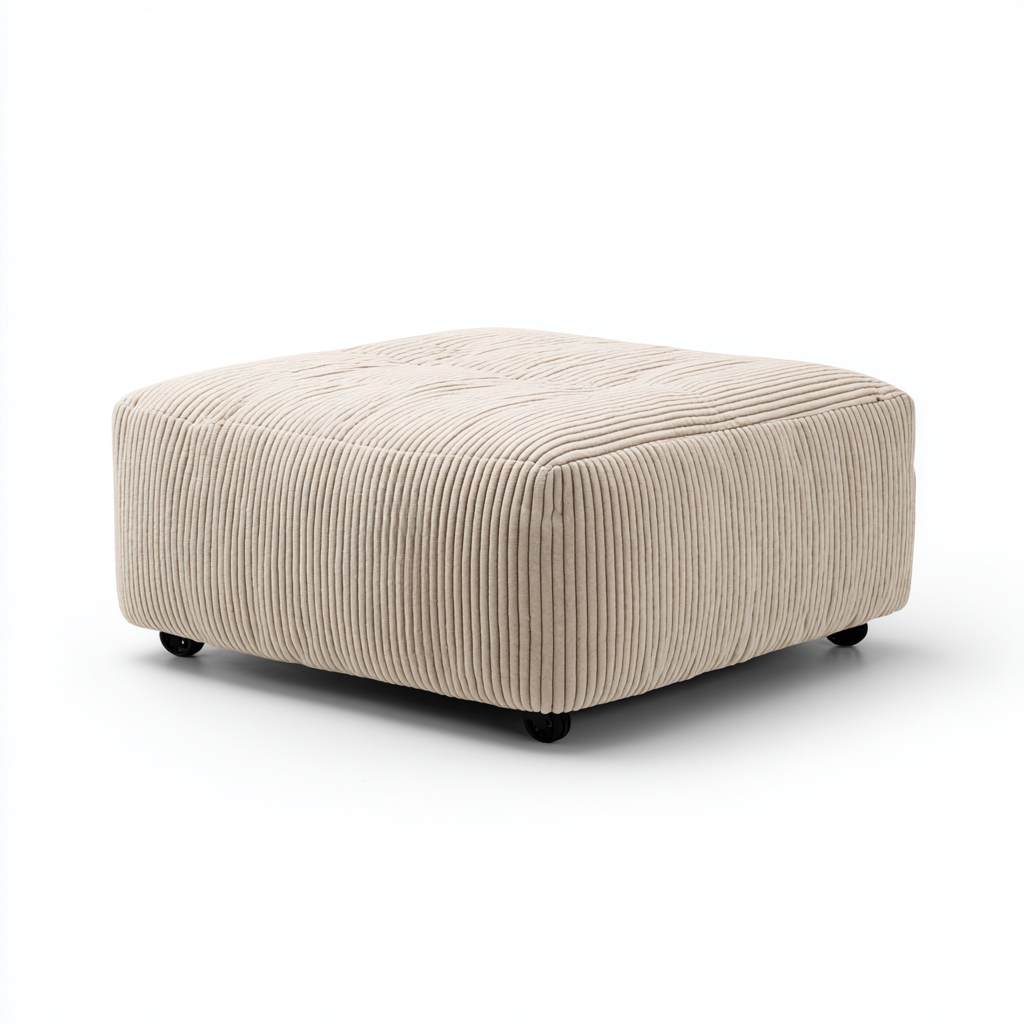 Pouf en tissu 65x65x38 cm - beige - pour salon - design contemporain-Gazensahome