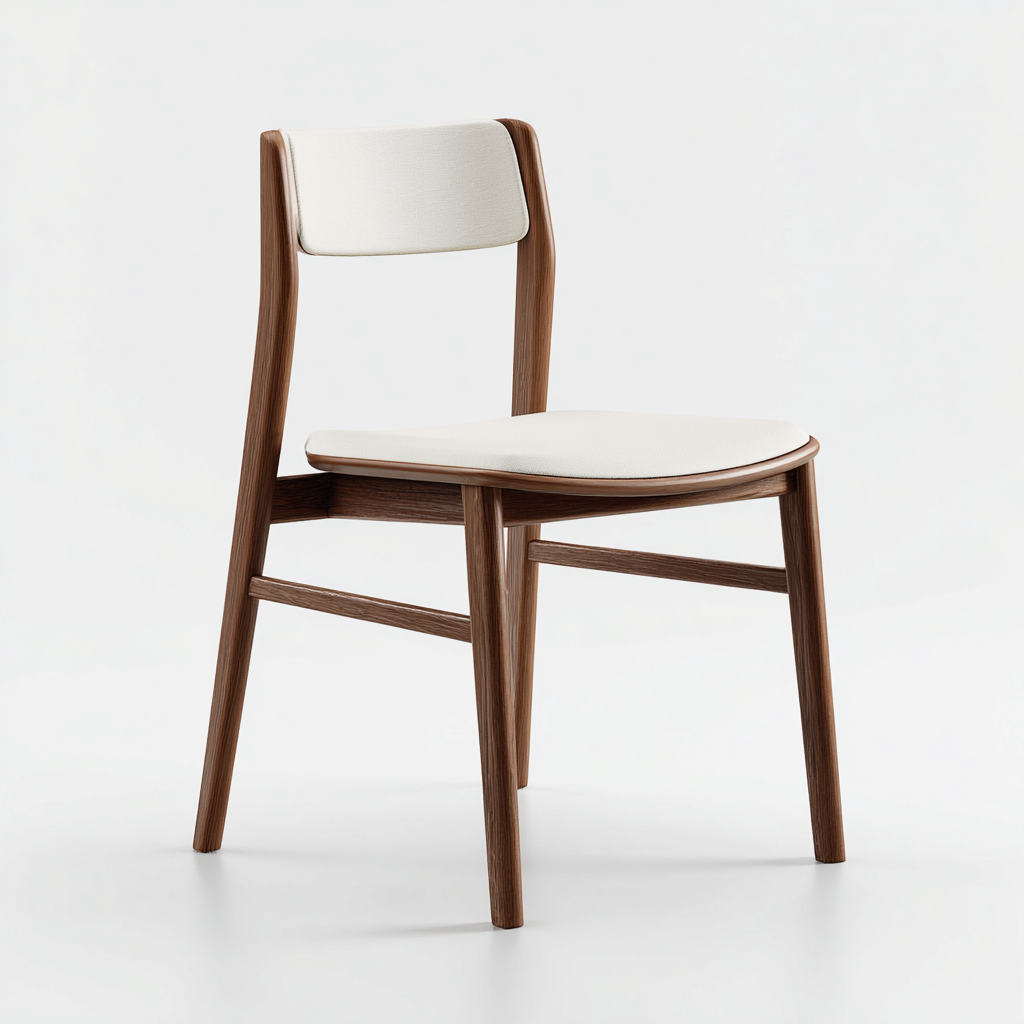Chaise de salle à manger en bois et tissu 46x52x80 cm - bois foncé et beige - style contemporain pour salle à manger-Gazensahome