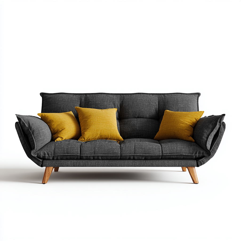 Canapé droit 200x90x85 cm - gris-jaune - canapé de salon - design moderne-Gazensahome
